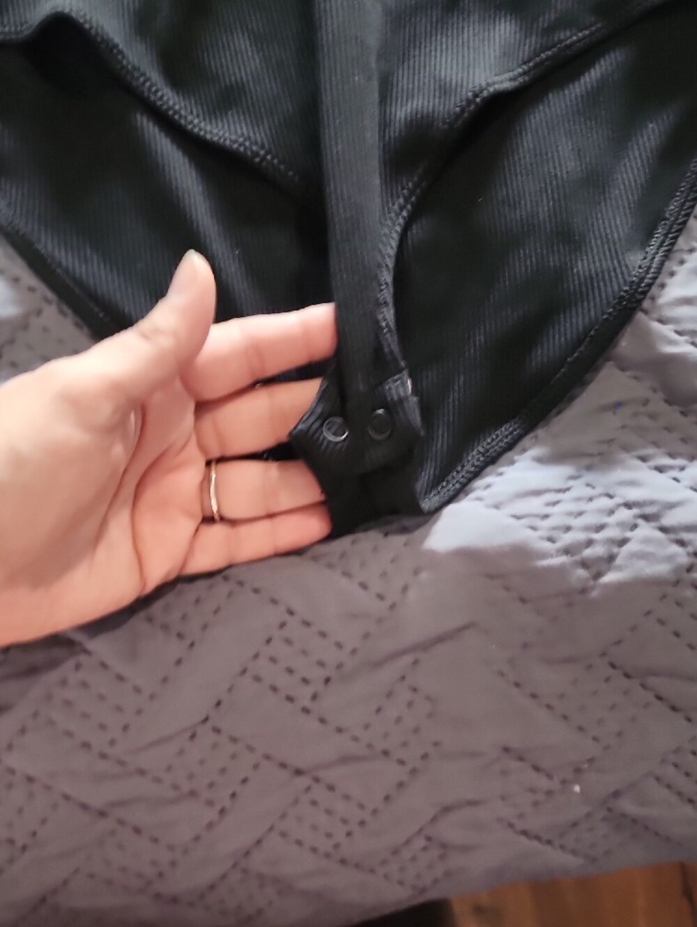 Express Black Ribbed Zip-Front Racerback Bodysuit - Picture 5 of 7